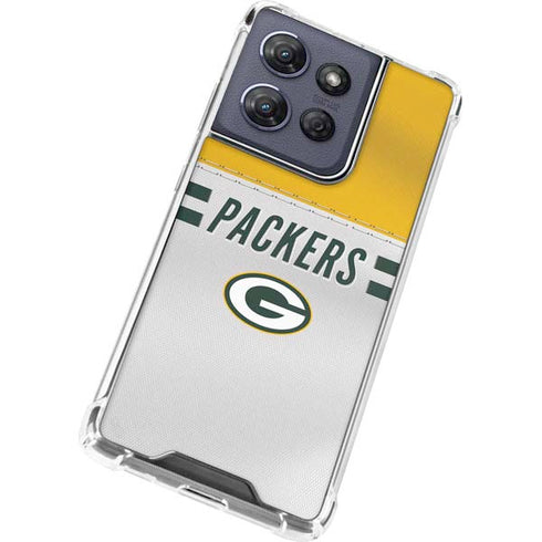 NFL Green Bay Packers White Striped Moto G Play 5G (2025) Clear Case